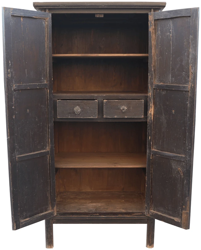 KAST OUD HOUT ZWART - Afbeelding 3