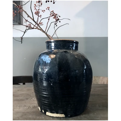 OUDE POT GLAZUUR ZWART