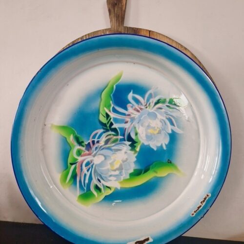 vintage emaille dienblad blauw - 1