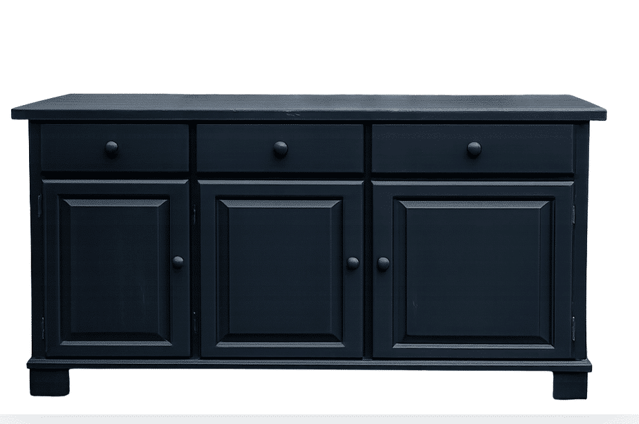 Off black:zwarte brocante commode:dressoir